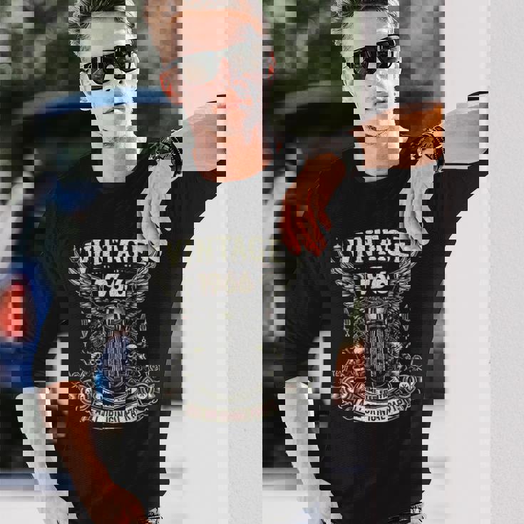 ヴィンテージ 1966年 1966年生まれ 58歳の誕生日 オートバイバイカー 長袖Tシャツ 彼への贈り物