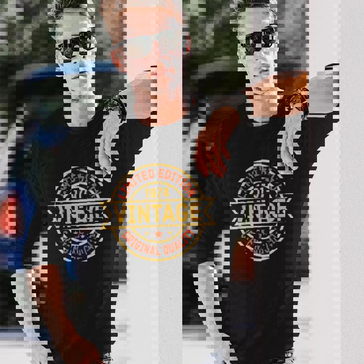 ヴィンテージ 1974 メンズ 限定版 Bday 1974 誕生日 長袖Tシャツ 彼への贈り物