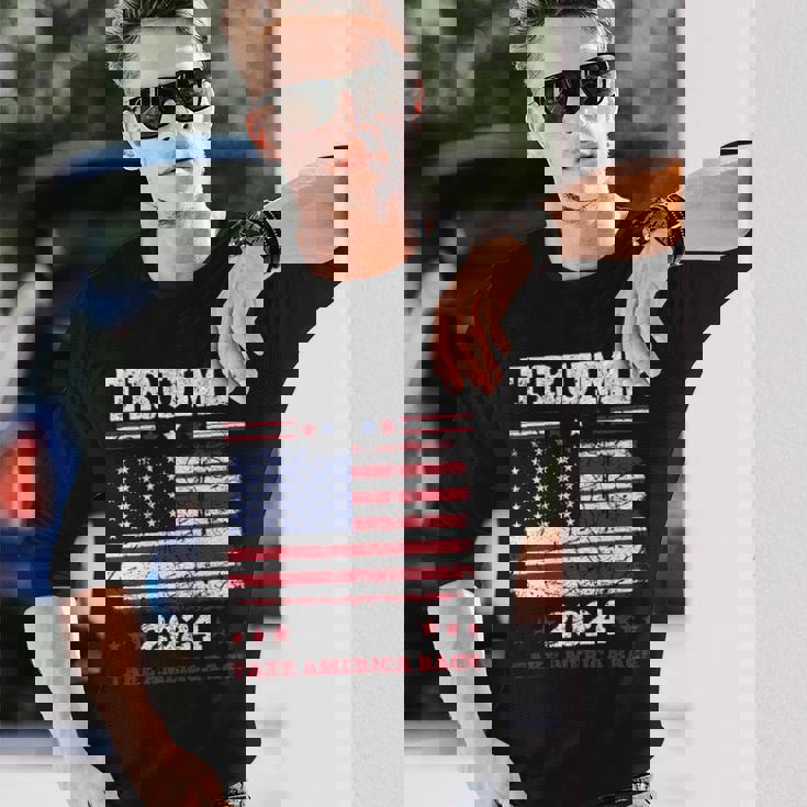 ヴィンテージ ドナルド トランプ 2024 テイク アメリカ バック 長袖tシャツ 長袖Tシャツ 彼への贈り物