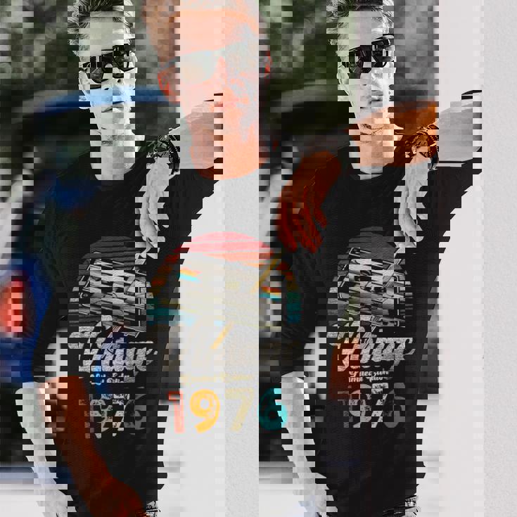 ヴィンテージ1976バースデー50年カセットペンシル 長袖Tシャツ 彼への贈り物