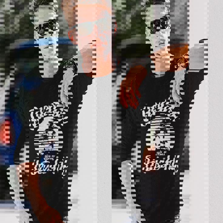 ヴィンテージbaecation With My Better ハーフマッチングカップル 長袖Tシャツ 彼への贈り物