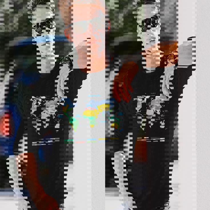 世界地図 気候帯 海洋名 フランス語 長袖Tシャツ 彼への贈り物