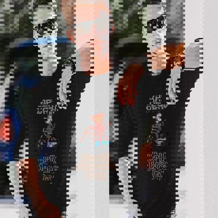 世界自転車の日 モンキーライディングバイク好き 面白いバイク 長袖Tシャツ 彼への贈り物