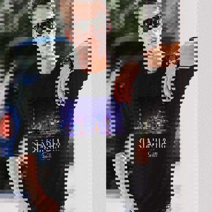 中国上海スカイライン 中国のお土産ギフト 上海 長袖Tシャツ 彼への贈り物