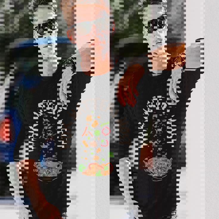 中華料理 アジアン 中華鍋 料理 食通 食品 ステートメント 長袖Tシャツ 彼への贈り物