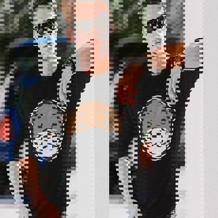 丸顔 カワウソ《コツメカワウソ》シンプル【どうぶつフレンズ】グッズ ゆるくて かわいい イラスト 長袖Tシャツ 彼への贈り物