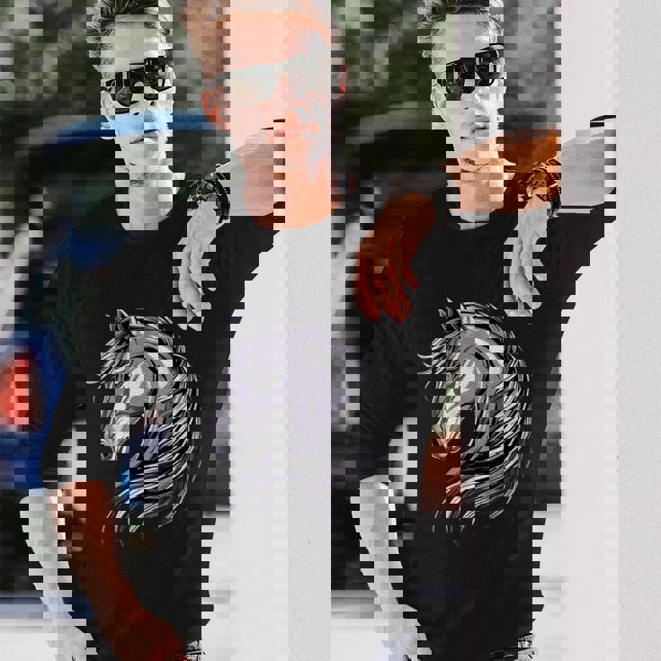 乗馬ポニー子馬ポニーファームライダーポニー乗馬馬 長袖Tシャツ 彼への贈り物