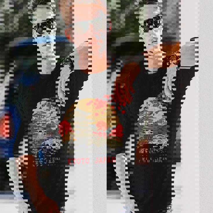 京都 日本 パゴダ 秋 風景 アート お土産 長袖Tシャツ 彼への贈り物