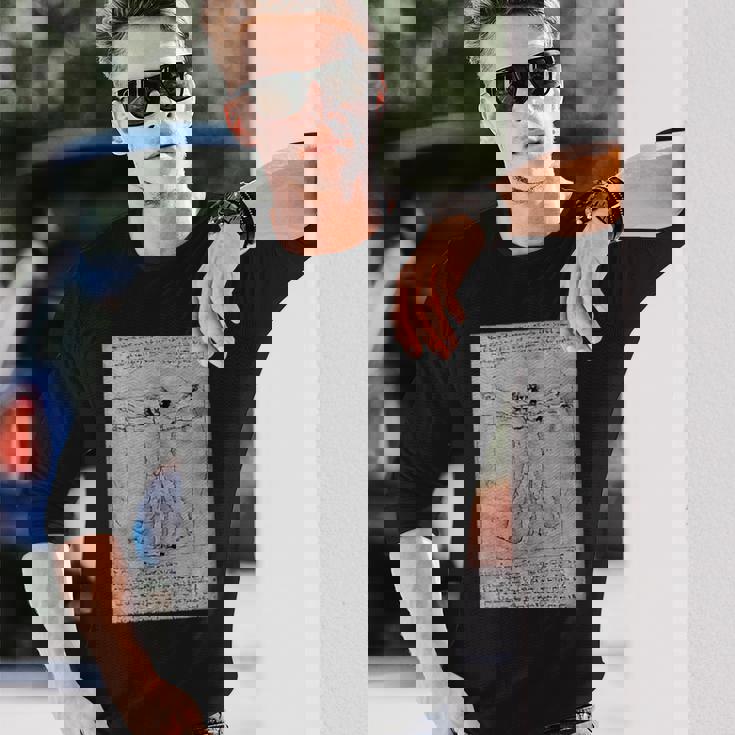 人物レオナルドダヴィンチのプロポーション 長袖Tシャツ 彼への贈り物