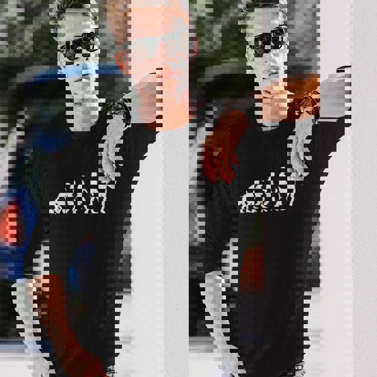 人類の進化 ネタ クラシック音楽 ヴァイオリニスト 音楽家 音楽好き おもしろ デザイン ヴァイオリン 長袖Tシャツ 彼への贈り物