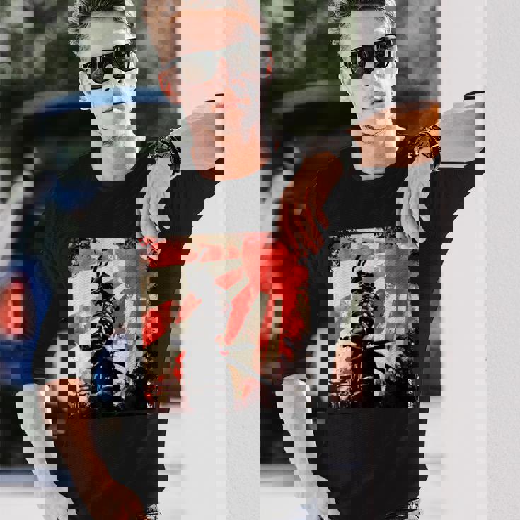 侍 日本のレトロアート 武士道 ヴィンテージ戦士 長袖Tシャツ 彼への贈り物