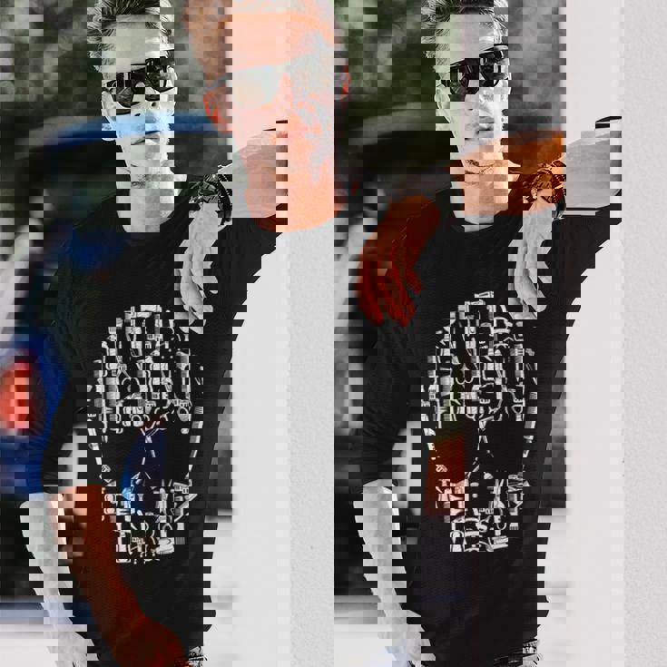 別のツールからのスカル ハサミ ヘアドライヤー 美容師 長袖Tシャツ 彼への贈り物