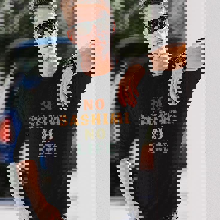 刺身なし 生涯恋人 扇子 ヴィンテージ 寿司 和 おたく 長袖Tシャツ 彼への贈り物