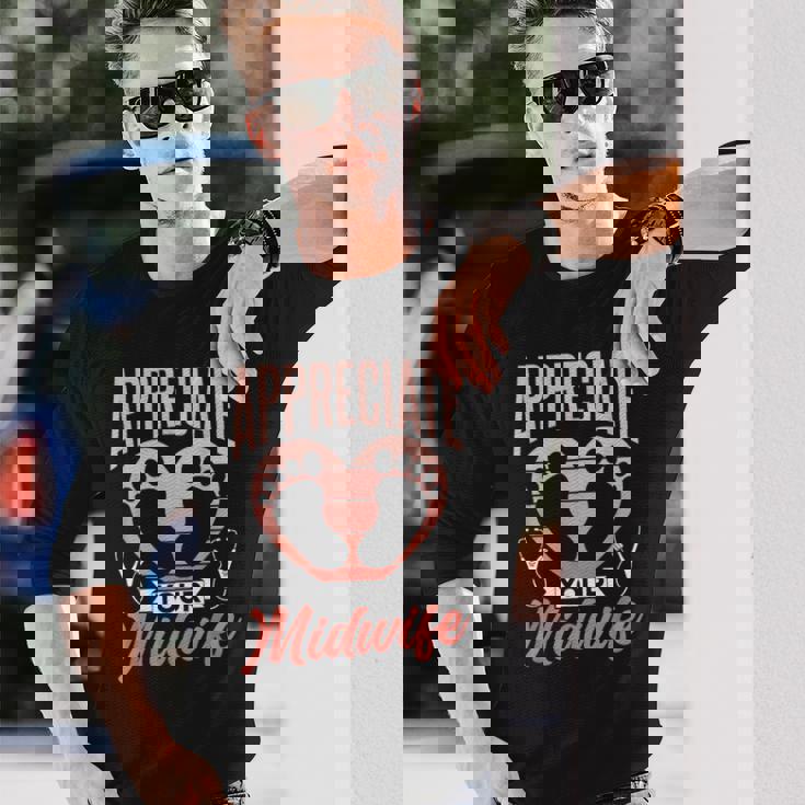 助産師に感謝する 格言集 助産 助産師 仕事 長袖Tシャツ 彼への贈り物