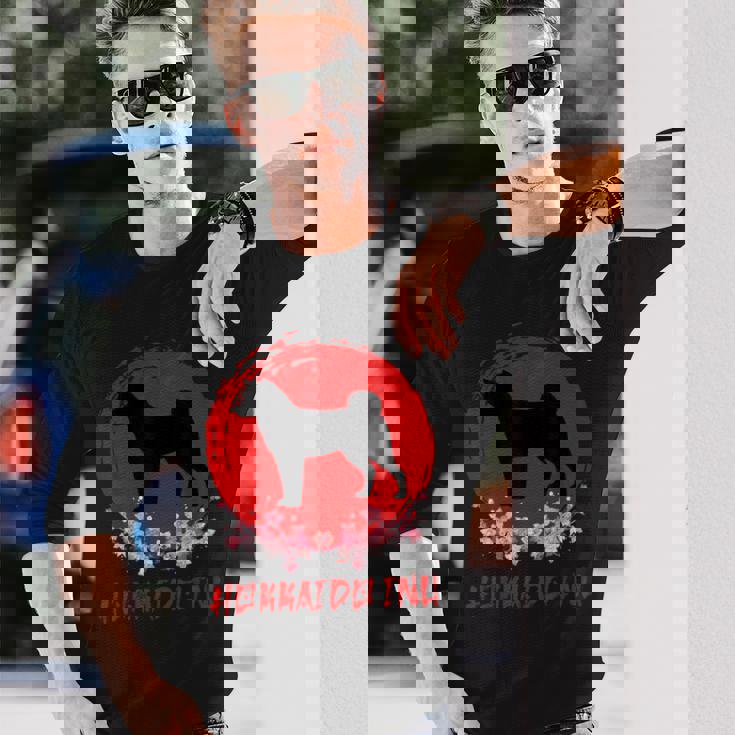 北海道犬 日本犬種 おもしろ子犬好き 長袖Tシャツ 彼への贈り物