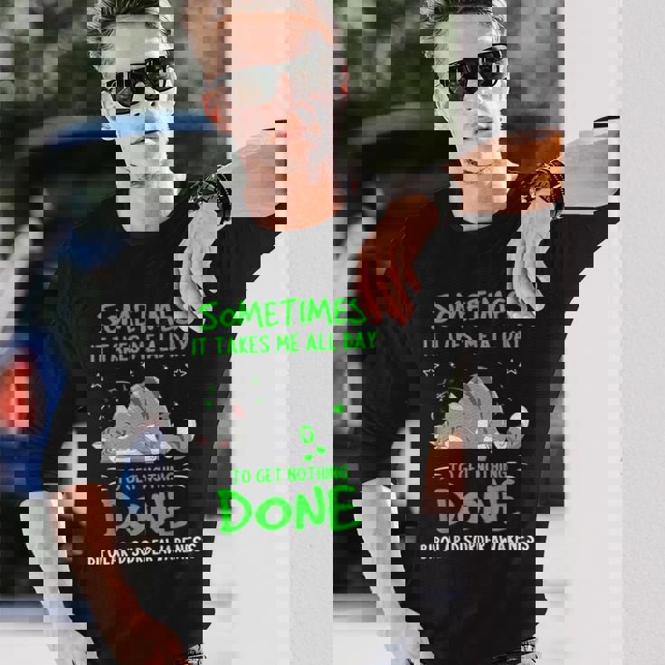 双極性障害啓発猫リボン 長袖Tシャツ 彼への贈り物