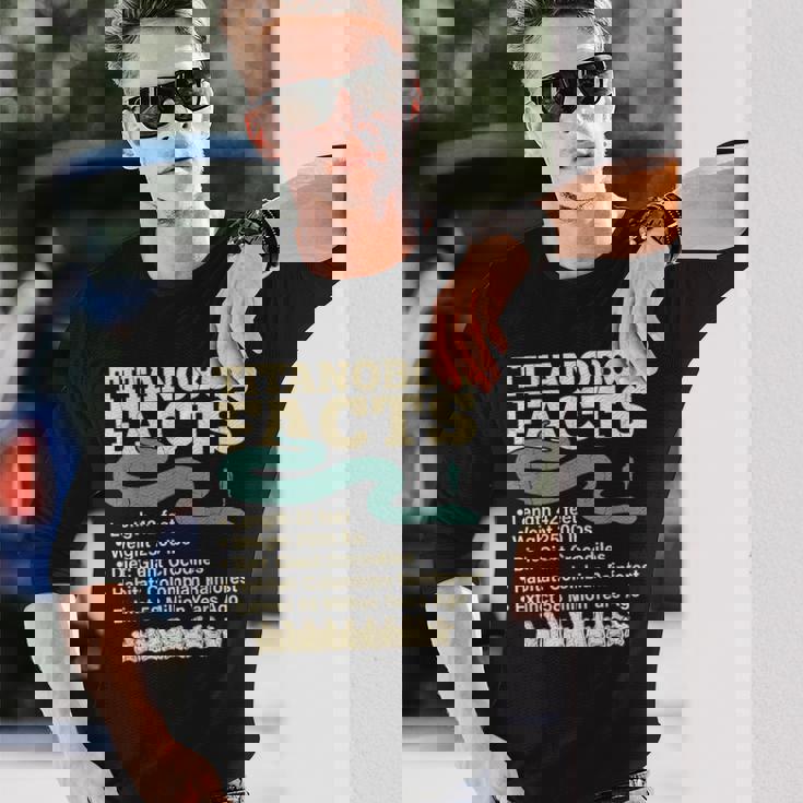 古代最強蛇ティタノボア解説 Titanoboa Facts 恐竜時代雑学 科学学習 長袖Tシャツ 彼への贈り物