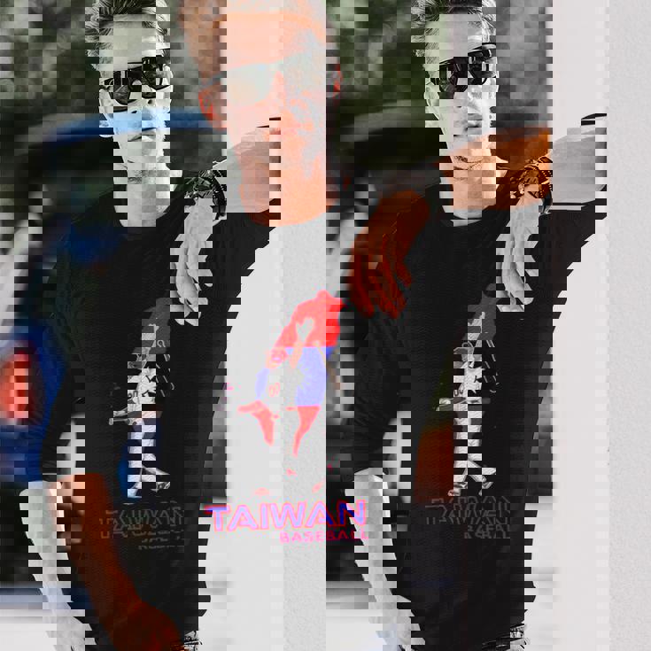 台湾野球ファン アジアリーグ台湾国旗マップアートギフト 長袖Tシャツ 彼への贈り物