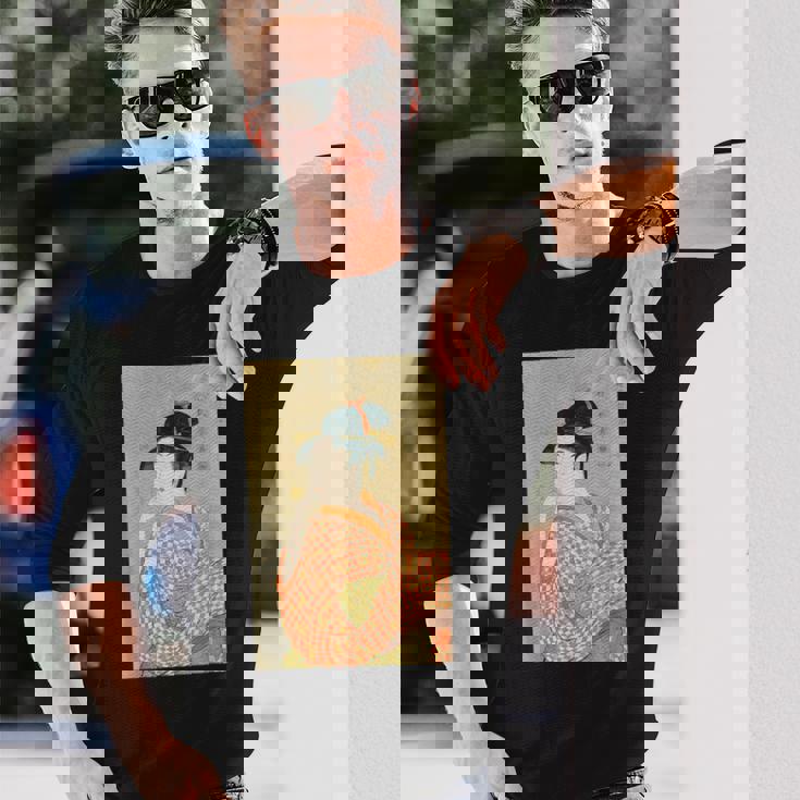 喜多川歌麿「婦女人相十品 ポペンを吹く娘」 長袖Tシャツ 彼への贈り物