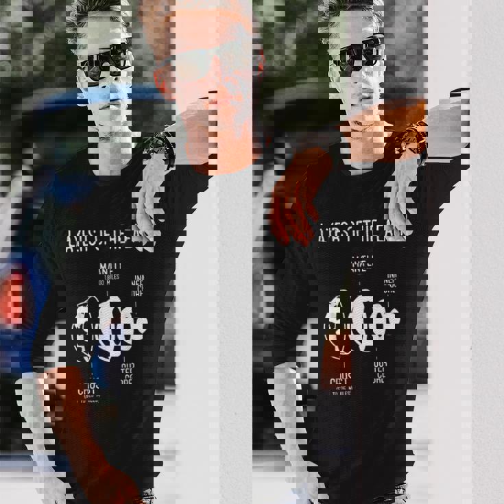 地殻、地球の層、地質、科学 長袖Tシャツ 彼への贈り物