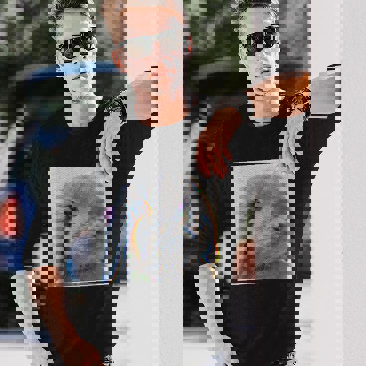 垂れ耳うさぎのレトロ写真 長袖Tシャツ 彼への贈り物