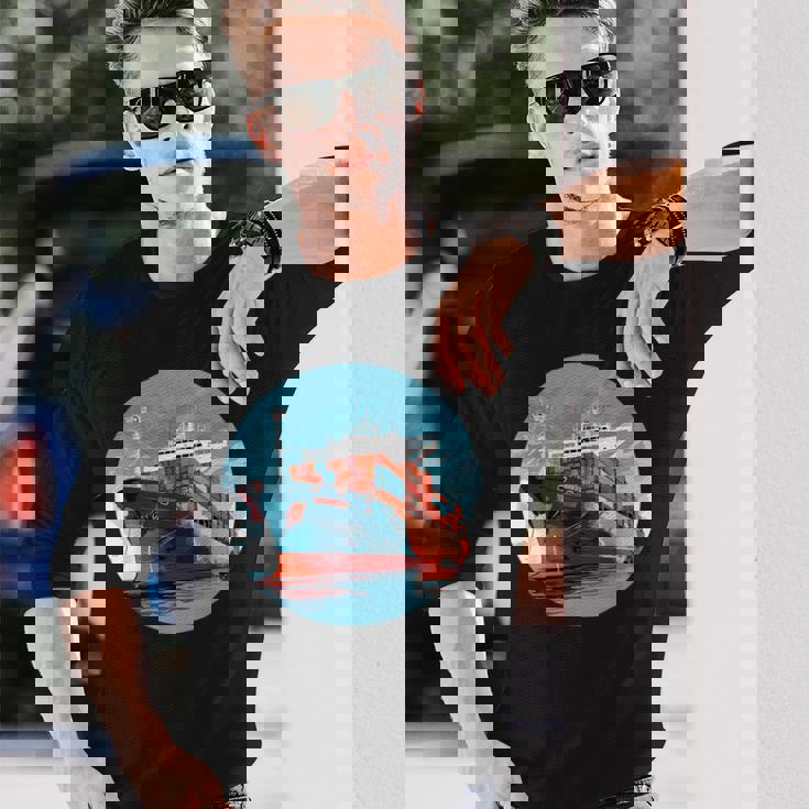 大型輸送船 カーゴコンテナ船愛好家向け 長袖Tシャツ 彼への贈り物