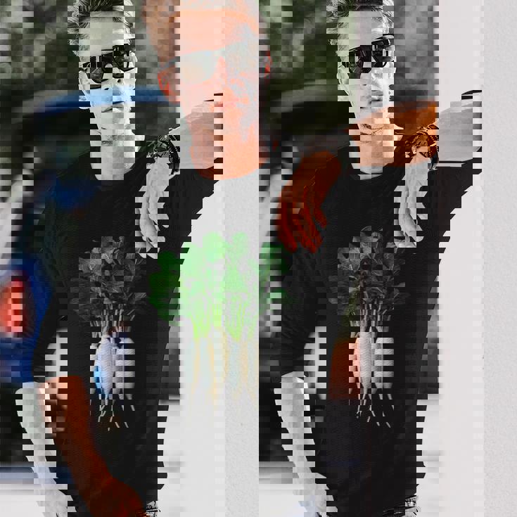 大根 野菜 グラフィックアート 大根 長袖Tシャツ 彼への贈り物