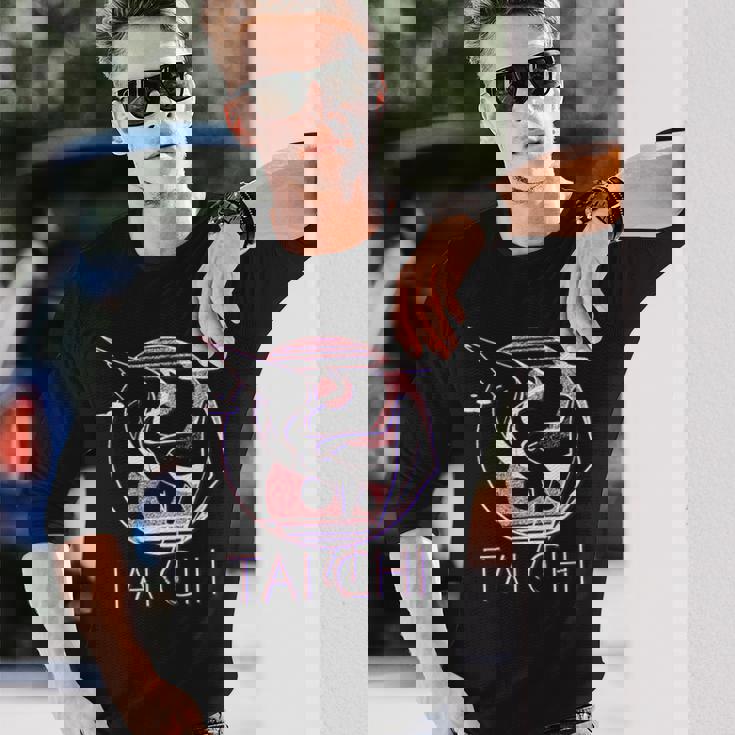 太極拳 陰陽鶴、瞑想エネルギー 長袖Tシャツ 彼への贈り物