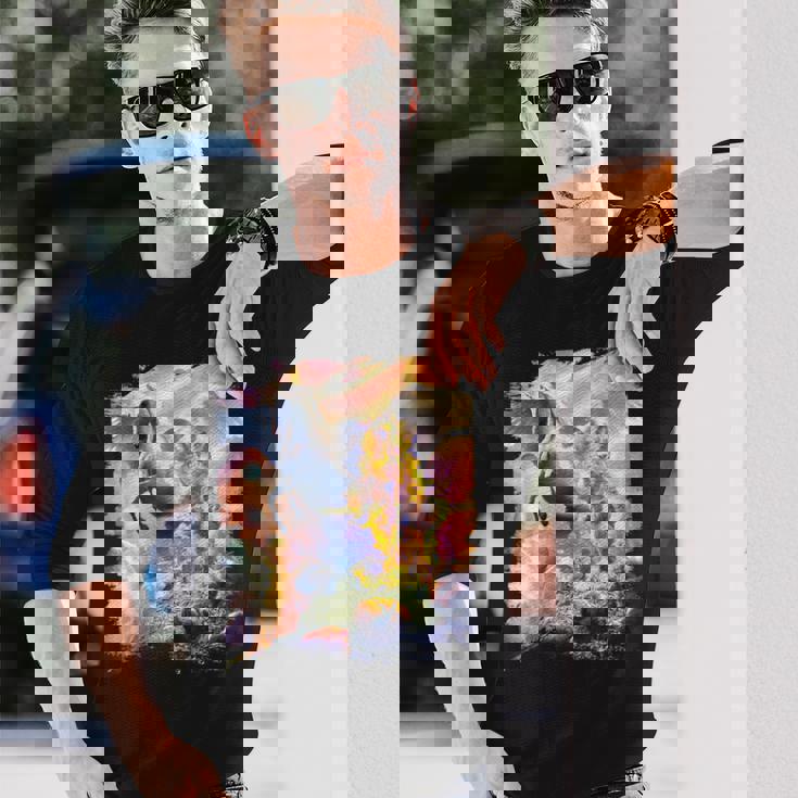 宇宙の銀河猫とユニコーン ペガサス 長袖Tシャツ 彼への贈り物