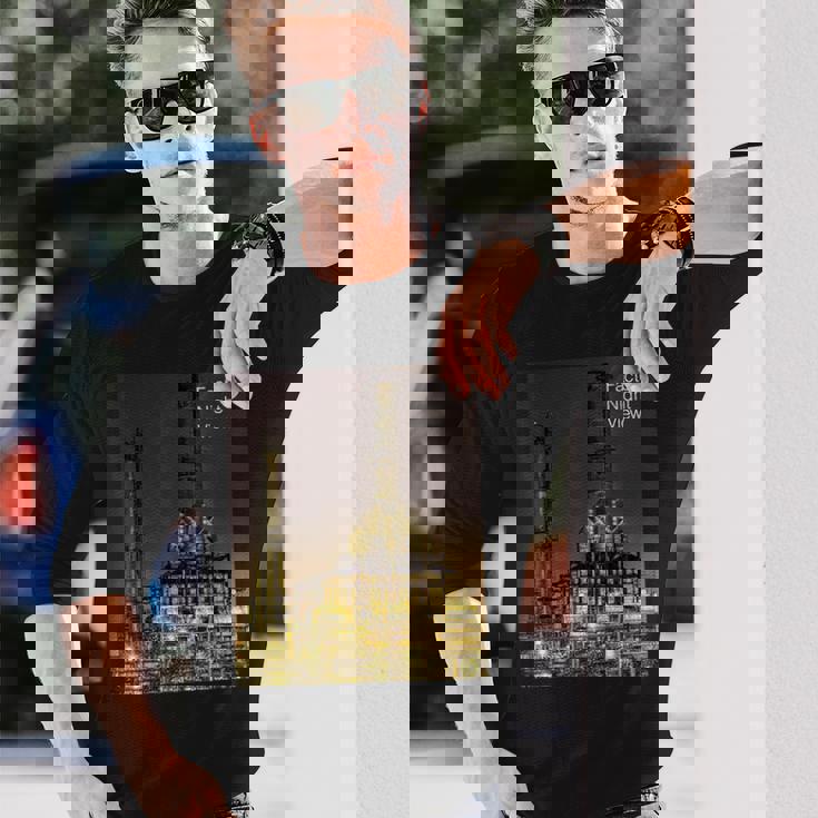 工場夜景 -Factory Nightiew- 長袖Tシャツ 彼への贈り物