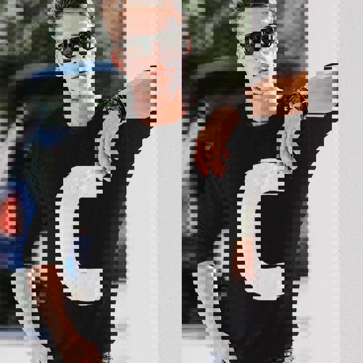 文字c 大文字 アルファベット モノグラム イニシャル 長袖Tシャツ 彼への贈り物