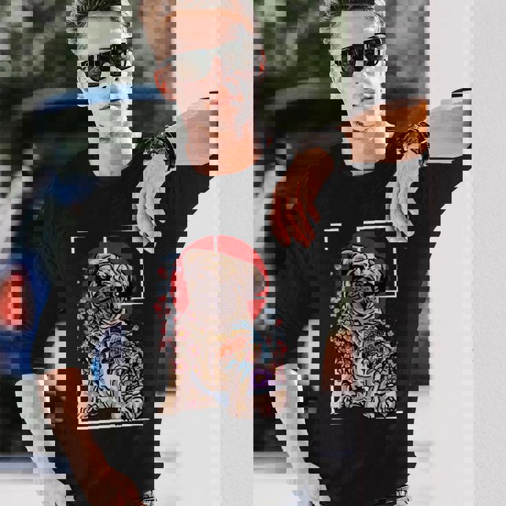 日本のタトゥー パグ 犬 パグ ヤクザの恋人 鯉の魚 長袖tシャツ 長袖Tシャツ 彼への贈り物