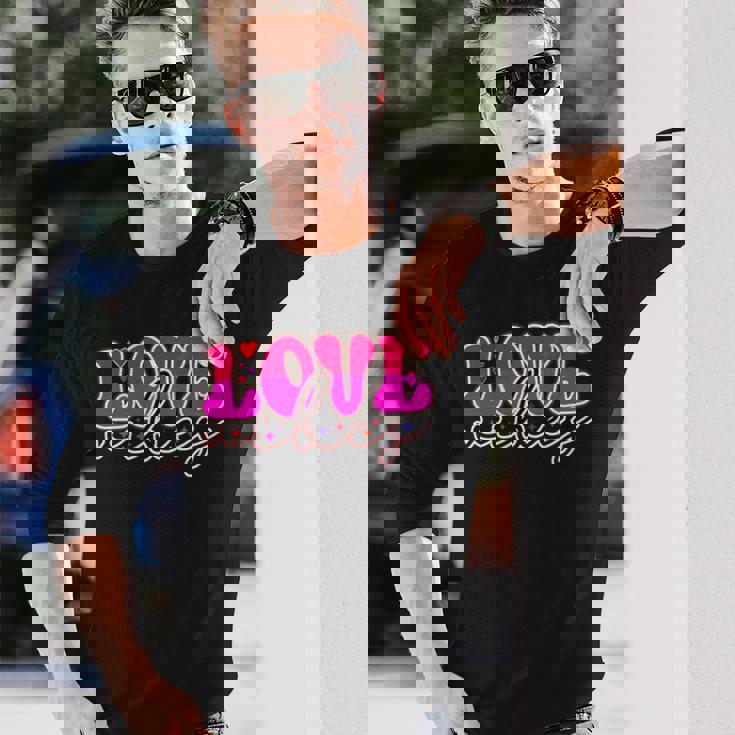 明るいピンク Loveibes ハート ネオンエナジー 長袖tシャツ 長袖Tシャツ 彼への贈り物