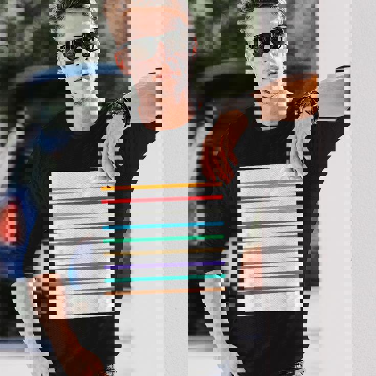 東京の地下鉄 カラー 色 ボーダー 鉄道【電車ファン】【変なデザイン屋さん】メトロ 面白い ポップ デザイン 長袖Tシャツ 彼への贈り物