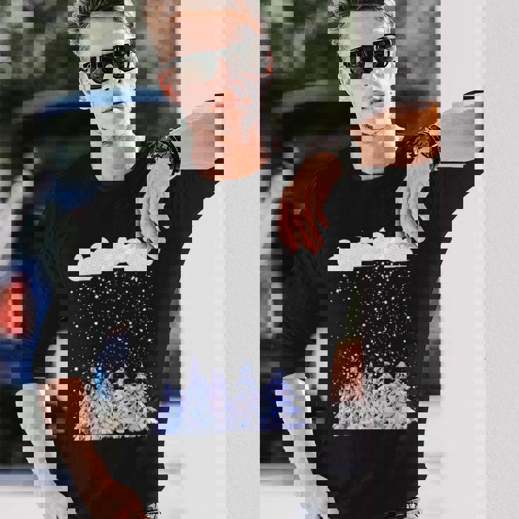 森 雪 新雪 落ちる 冬 ワンダーランド 雪 恋人 長袖Tシャツ 彼への贈り物