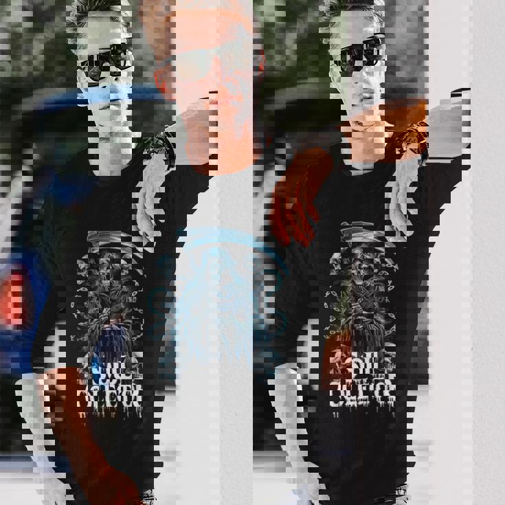 死神ソウルコレクタースカルチェーンアートホラーファン 長袖Tシャツ 彼への贈り物