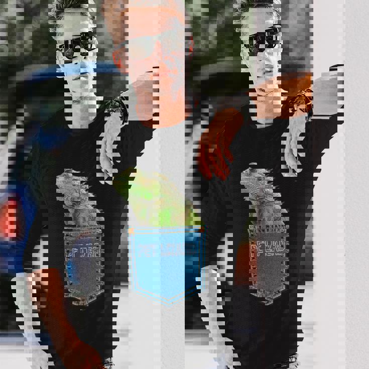 爬虫類 トカゲ ポケット ペット トカゲ イグアナ 長袖Tシャツ 彼への贈り物