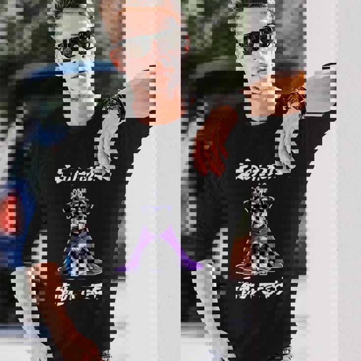 犬のために働いてます シュナウザー グッズ 犬 おもしろ 面白い ネタ 笑える かわいい 長袖tシャツ 長袖Tシャツ 彼への贈り物