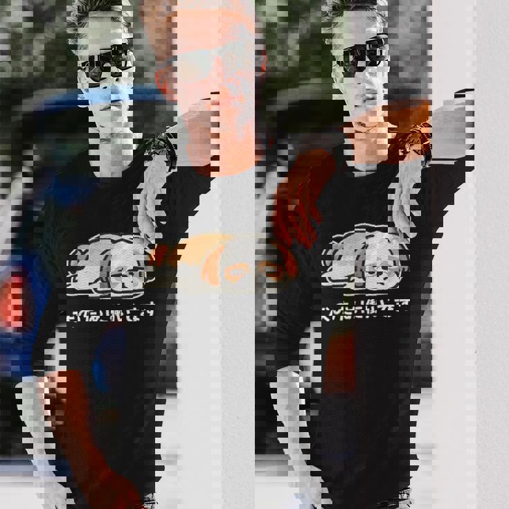 犬のために働いてます シーズー ゆるかわ犬イラスト 長袖Tシャツ 彼への贈り物