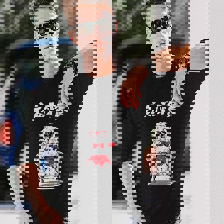 犬の下僕 マルチーズ グッズ 犬 おもしろ 面白い ネタ 笑える かわいい 長袖Tシャツ 彼への贈り物