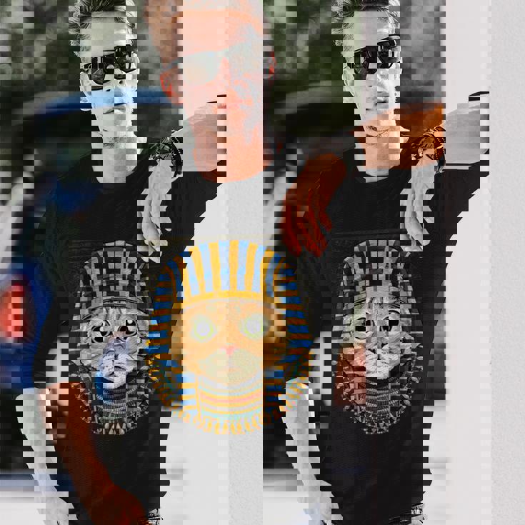 猫 エジプトファラオ 歴史家 考古学者 長袖Tシャツ 彼への贈り物