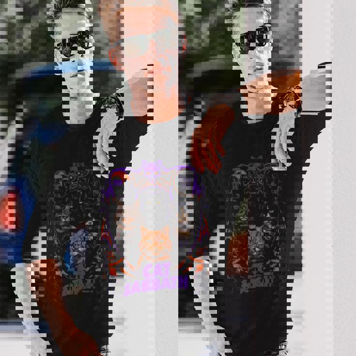 猫 安息日 猫 ヘビー ロック バンド パロディ 長袖Tシャツ 彼への贈り物