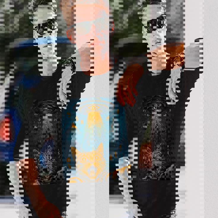 猫 自撮り Ufo エジプトの神々の行列 ラーの神話の目 長袖Tシャツ 彼への贈り物