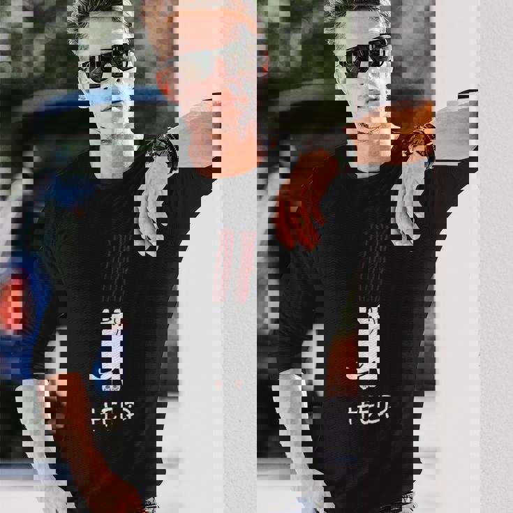 猫が助けを求めている、猫好きの方にオススメの面白いイラスト 長袖Tシャツ 彼への贈り物