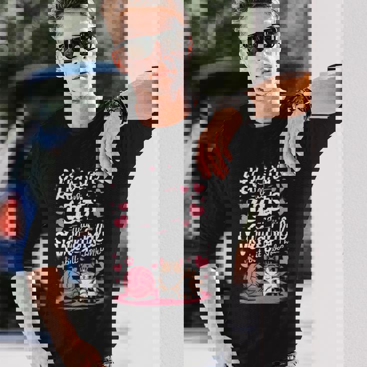 猫とバレーボール 面白いバレーボール 長袖Tシャツ 彼への贈り物