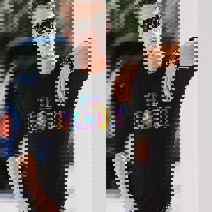 痛風戦士 炎症性関節炎啓発 ポダグラ痛風 長袖Tシャツ 彼への贈り物