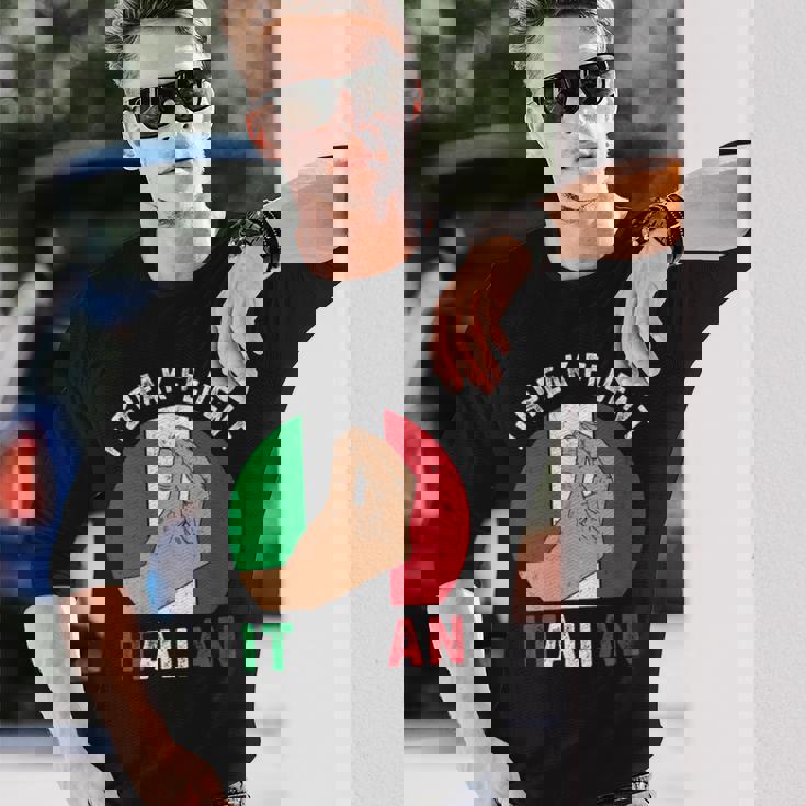 私は流暢なイタリア語を話します、イタリアの手のジェスチャー、私はイタリアが大好きです 長袖Tシャツ 彼への贈り物