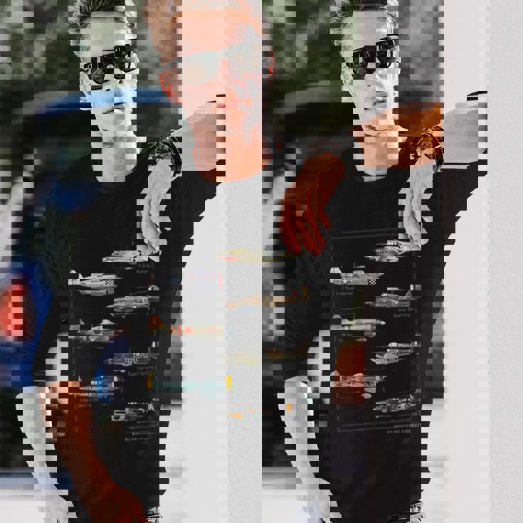 第二次世界大戦 ウォーバード戦闘機 航空機 長袖Tシャツ 彼への贈り物