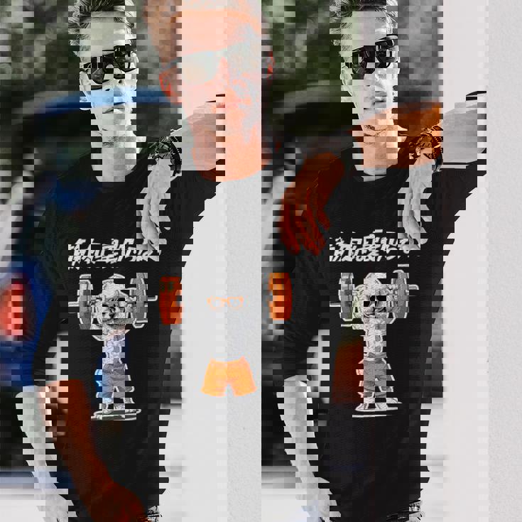 筋肉は裏切らない トイプードル グッズ 犬 おもしろ 面白い ネタ 筋トレ 長袖Tシャツ 彼への贈り物