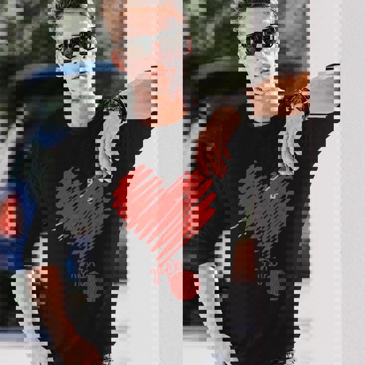 編み物 I かぎ針編み I 毛糸 I ニッター I 編み物 長袖Tシャツ 彼への贈り物